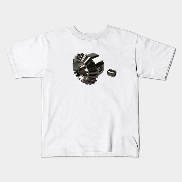 Polished titanium bevel gear Kids T-Shirt by 3d Tees